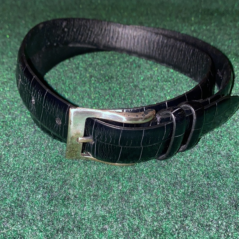 BILL LAVIN BLACK LEATHER ALLIGATOR EMBOSSED BELT